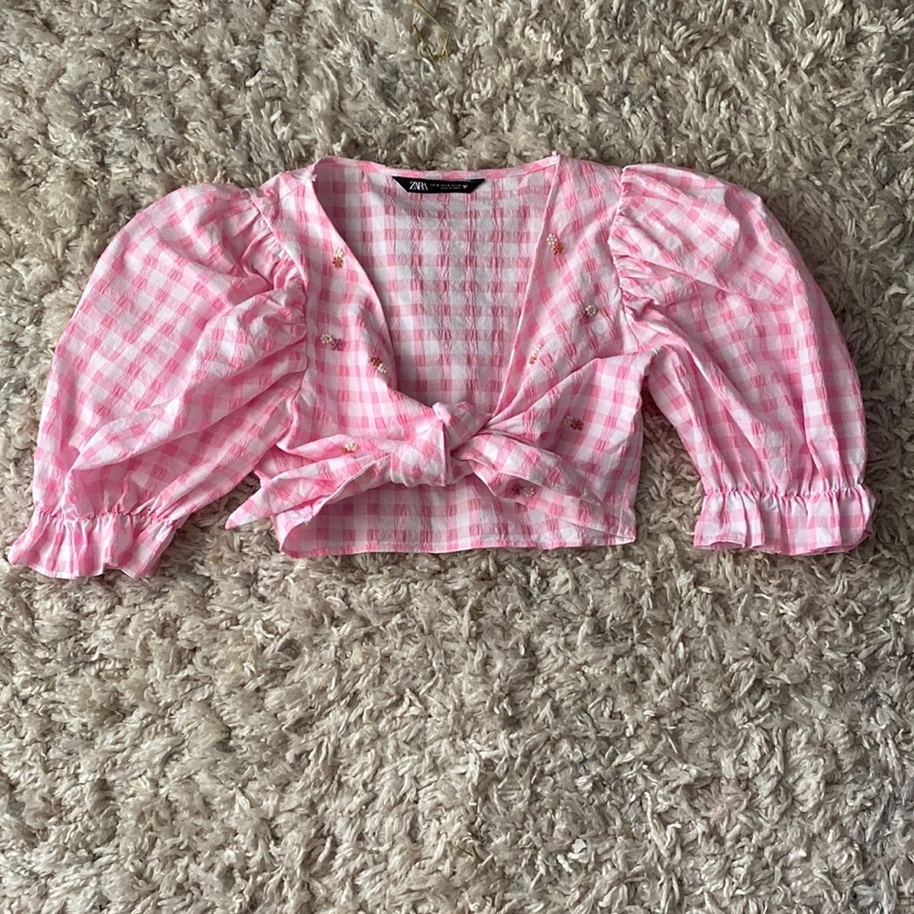 Zara Pink Gingham Crop Top Gem